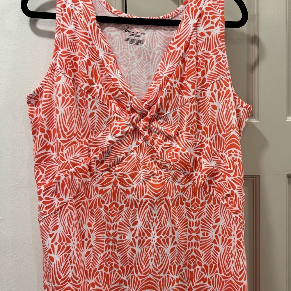 Lane Bryant White and Orange Braided Front Sleeveless Top